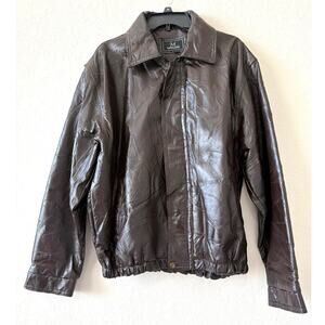 M Collection Brown Supple Patchwork Genuine Leather Jacket Men’s Large Vintage